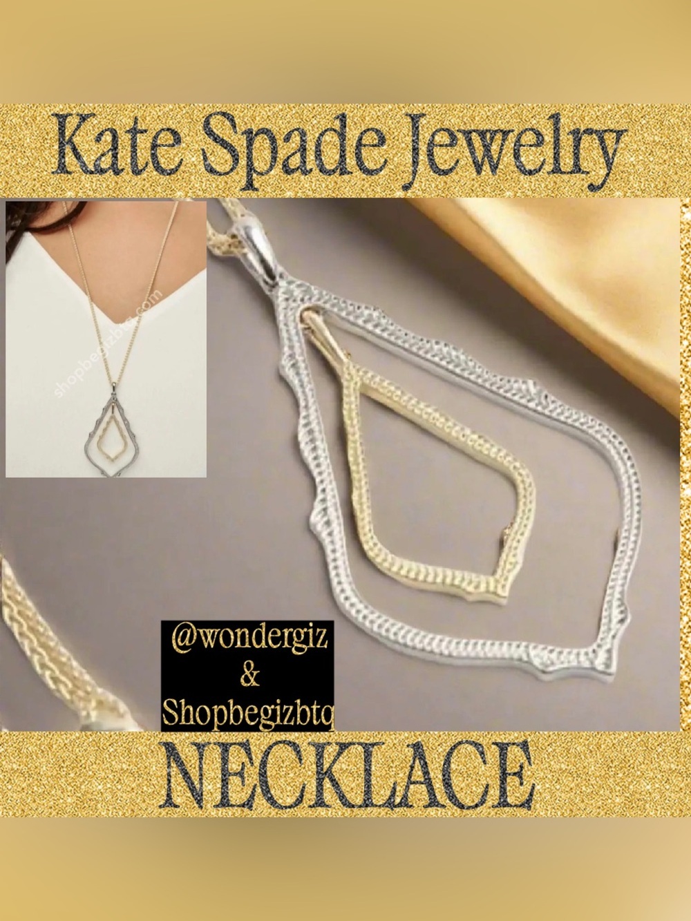 Kendra Scott Authentic The Simon Gold And Silver Long Pendant Necklace